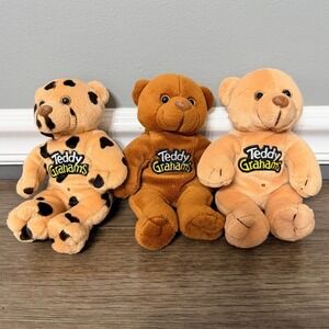 Vintage 1999 Nabisco Teddy Grahams Plush Set Honey Cinnamon Chocolatey Chip 3pc